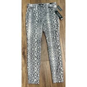 Liverpool Gia Glider Pull On Ankle Skinny Jeans Snake Print Gray Size 6/28 -NWT